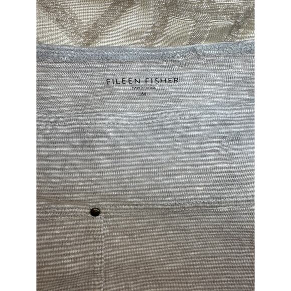 Eileen Fisher Women’s Top SZMedium Gray Striped Boxy Linen Dolman Sleeve - Picture 5 of 7